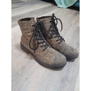Cheetah Combat Boots Size 9 Indie Sleaze Streetwear Whimsigoth Boho Blowfish